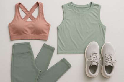 Modern gymwear featuring breathable leggings and stylish sports tops for comfortable workouts