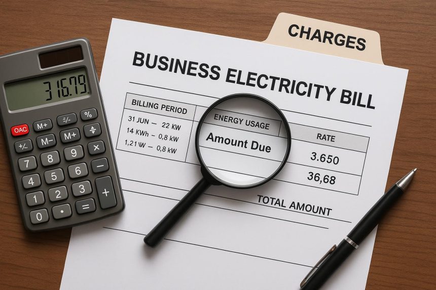Business electricity bill highlighting hidden charges and fees explained for better understanding