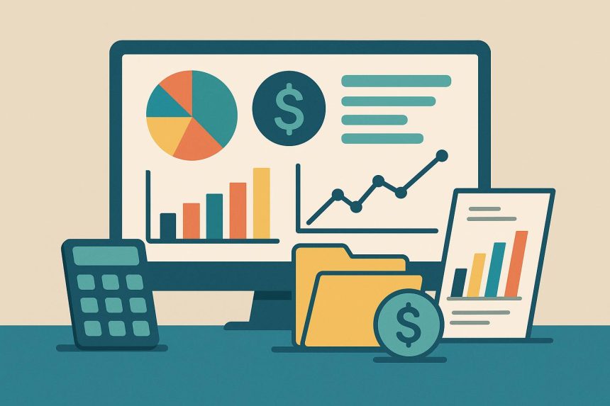 Simple budget dashboard with colorful charts and graphs for easy personal finance management