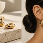 Gold hoop earring styled as a timeless accessory, enhancing everyday personal style