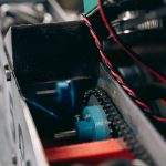 Modern industrial machines with advanced noise reduction technology in a factory setting