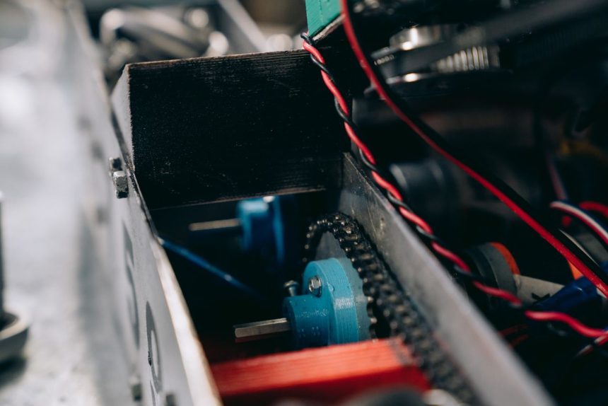 Modern industrial machines with advanced noise reduction technology in a factory setting